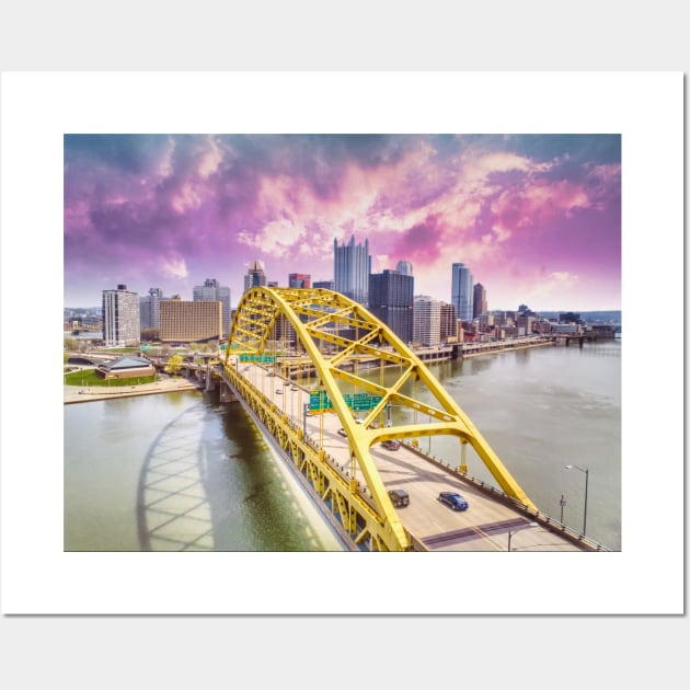 Pittsburgh Skyline and Fort Pitt Bridge Wall Art by ToochArt